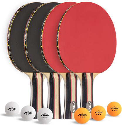 Performance 2 or 4 Player Table Tennis Set – USATT Approved Rackets and 3-Star Balls – 5-Ply Blade & Flared Handle – Perfect for Skill Development